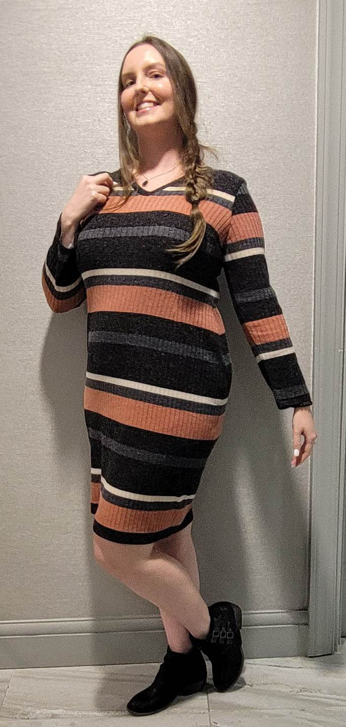 Lindsay V-Neck Sweater Dress- Side View