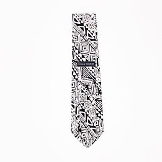 Tucker Tie- Black and White Aztec - Toni & Tucker Co