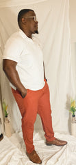 Tucker Athletic Tailored Slim Fit Pant-Rust- Side View