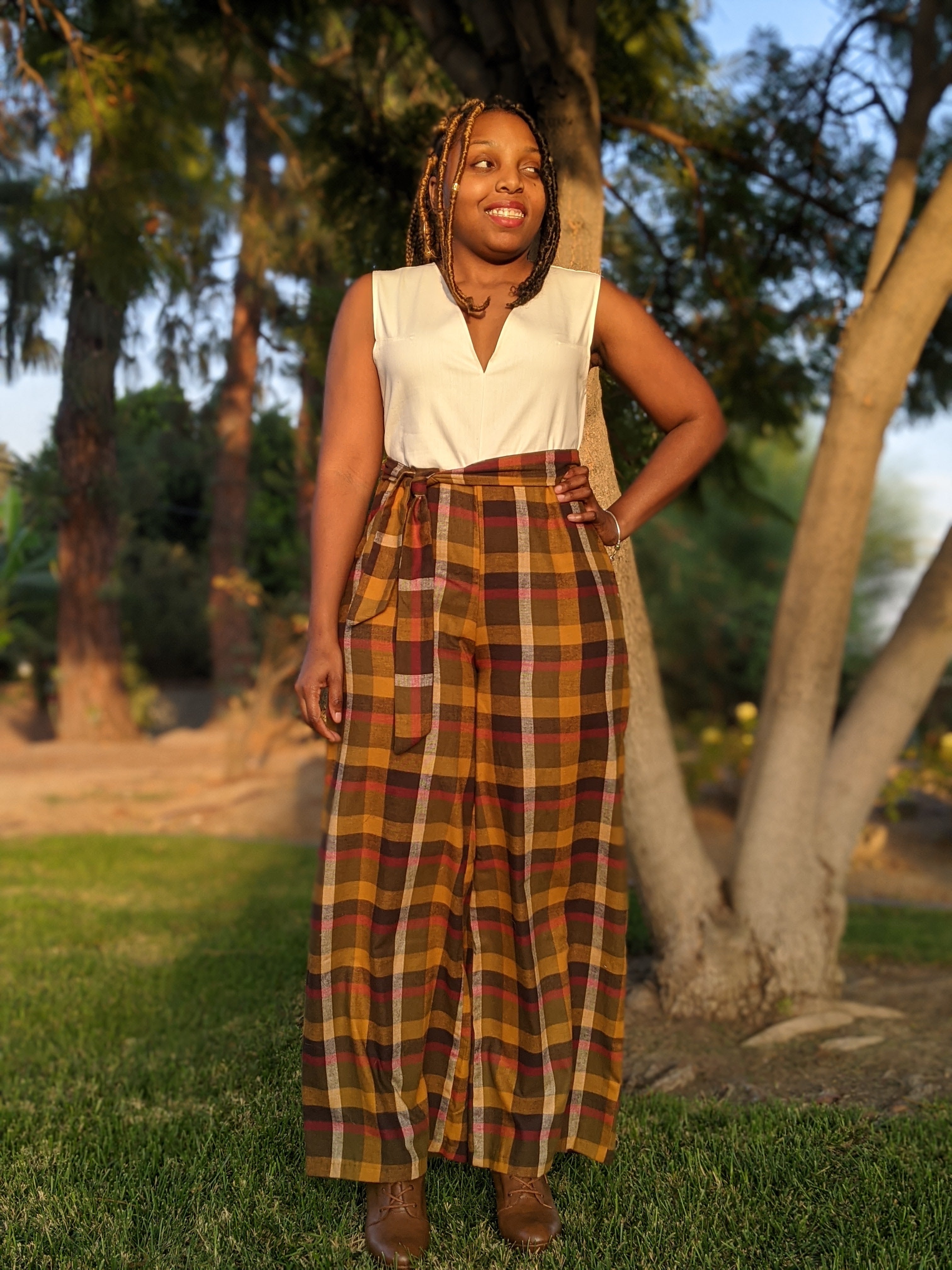 Emani Plaid Power Jumpsuit - Toni & Tucker Co