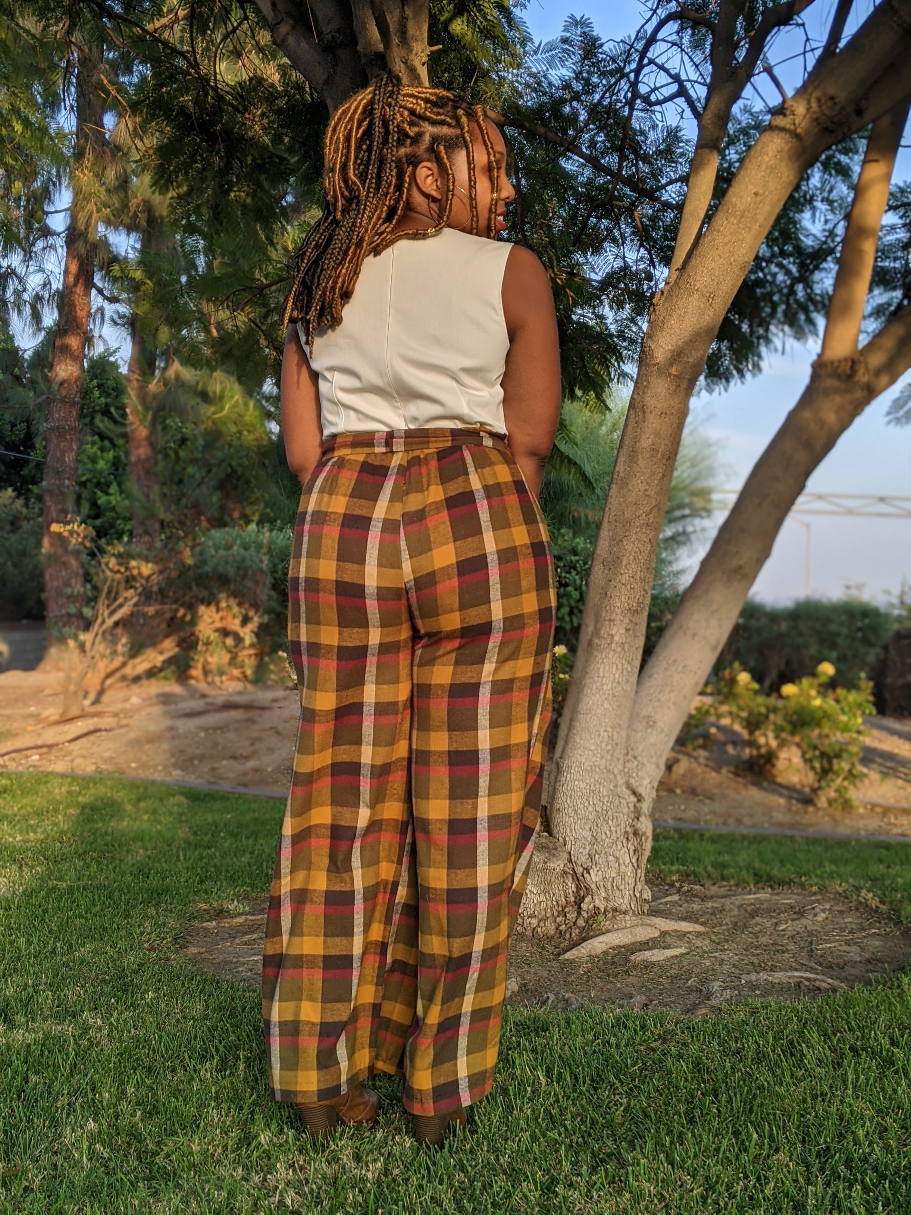 Emani Plaid Power Jumpsuit - Toni & Tucker Co